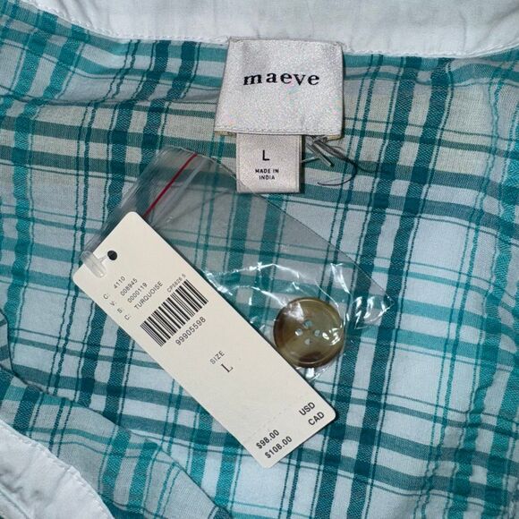 Maeve Turquoise Plaid Button-Front Tank | Large | NWT | Anthropologie - Picture 7 of 11